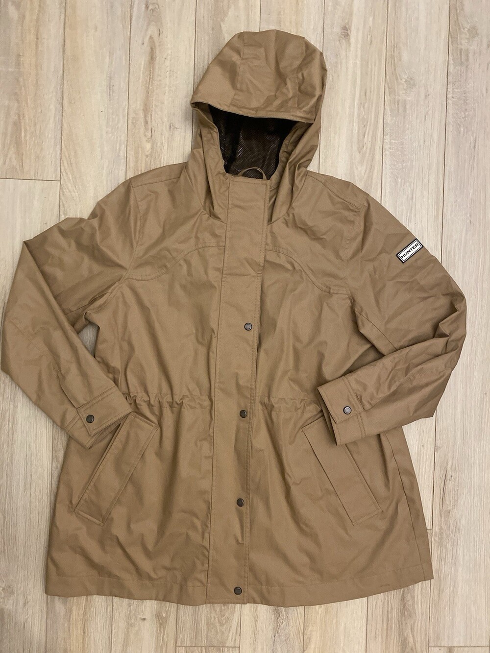Hunter Women's XXL Anorak Spring Fall Jacket Beige Hooded Full zip